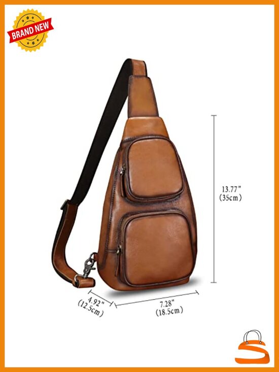 Genuine Leather Sling Bag Hiking Crossbody Backpack Anti-theft Daypack main image 6